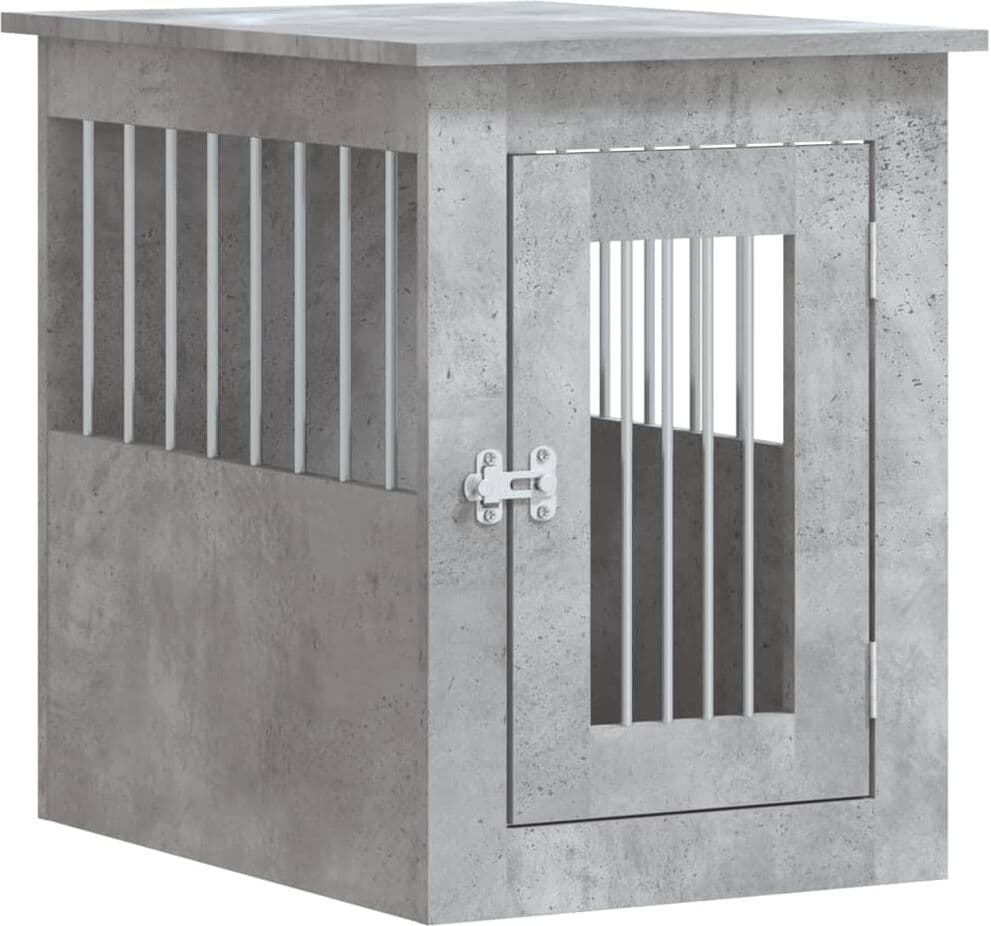 vidaXL Jaula para perros madera ingeniería gris hormigón 45x62x59 cm Gris