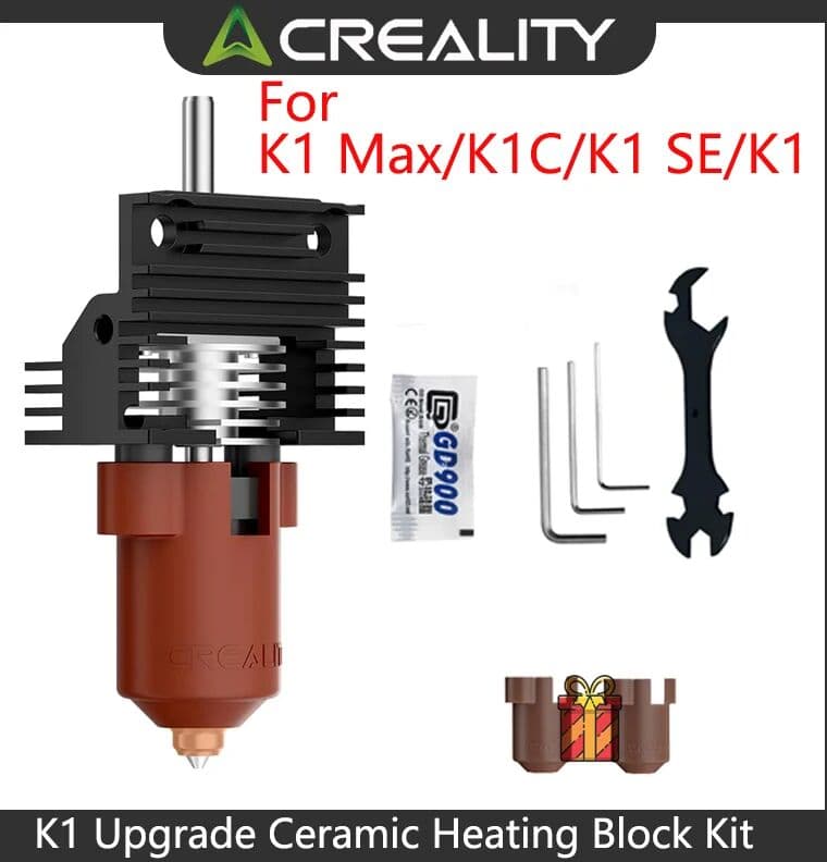 Creality Official K1 Upgrade Ceramic Heating Block Kit, Unicorn Quick-swap Nozzle Kit, Supports 300°C Temperature (With Buckle）