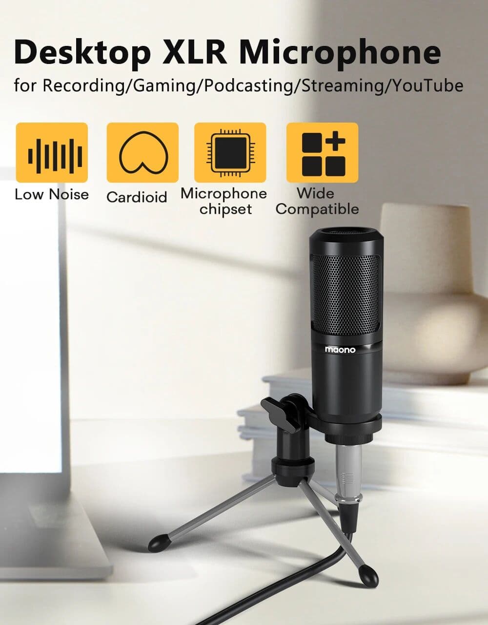 MAONO PM360TR Condenser Microphone Podcast Microphone 3.5mm Mic for Computer, Laptop, Phone, Sound Card, YouTube, Gaming, Record