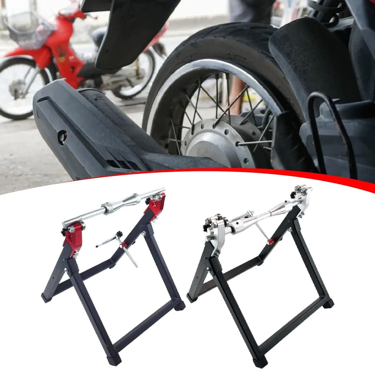NONE Foldable Motorcycle Stand Wheel Balancer Metal Tire Alignment Tool Portable Wheel Fitment Kit for Shop Use