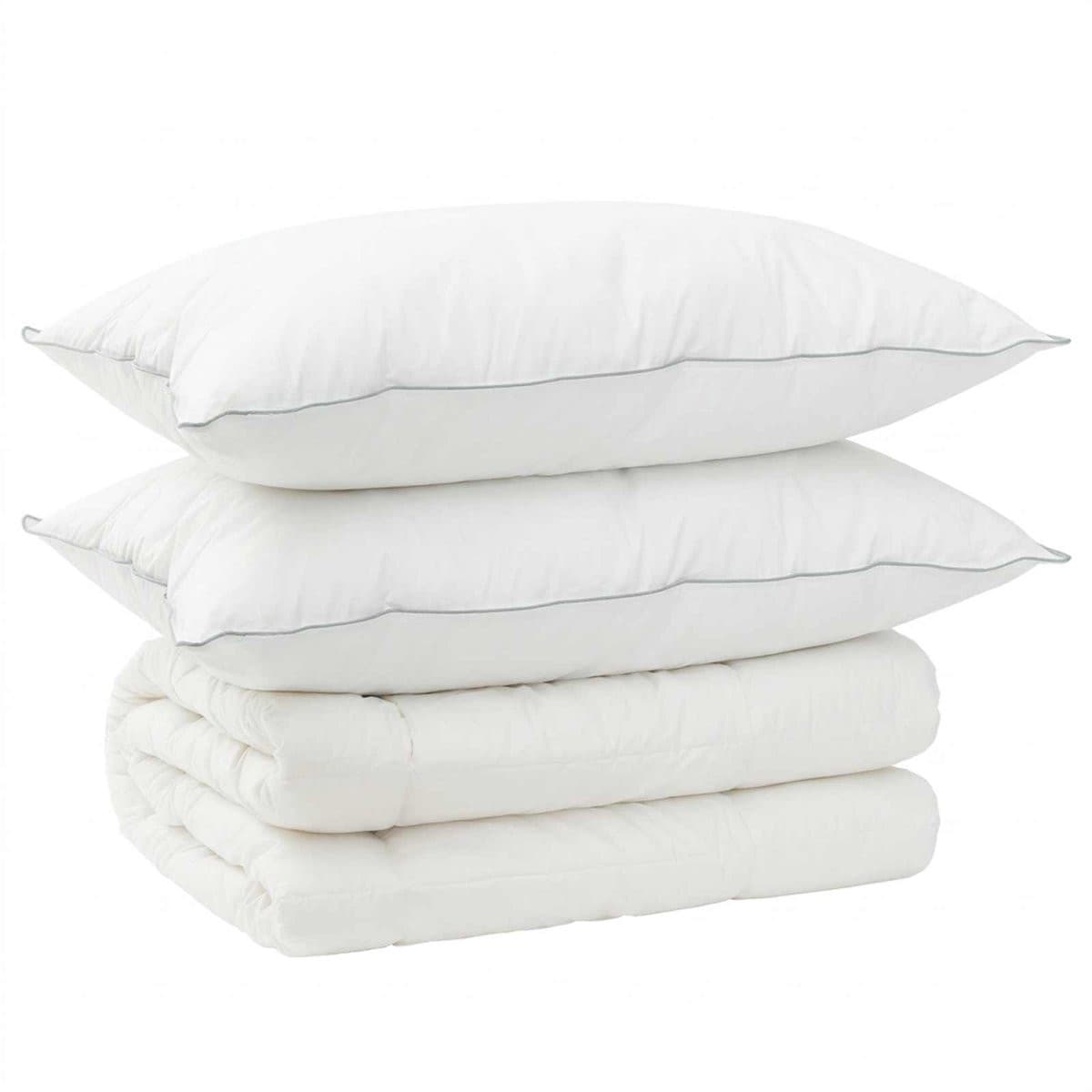 vidaXL Dekbed en Kussen Set van 3 stuks - Wol - 4 seizoenen - 350 GSM - 155 x 220 cm