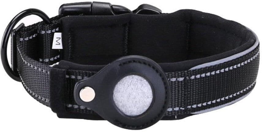 INCOVER Hundehalsbånd med AirTag 1. & 2. Gen. Læder Cover & Reflekser - XL - 50-55 cm.
