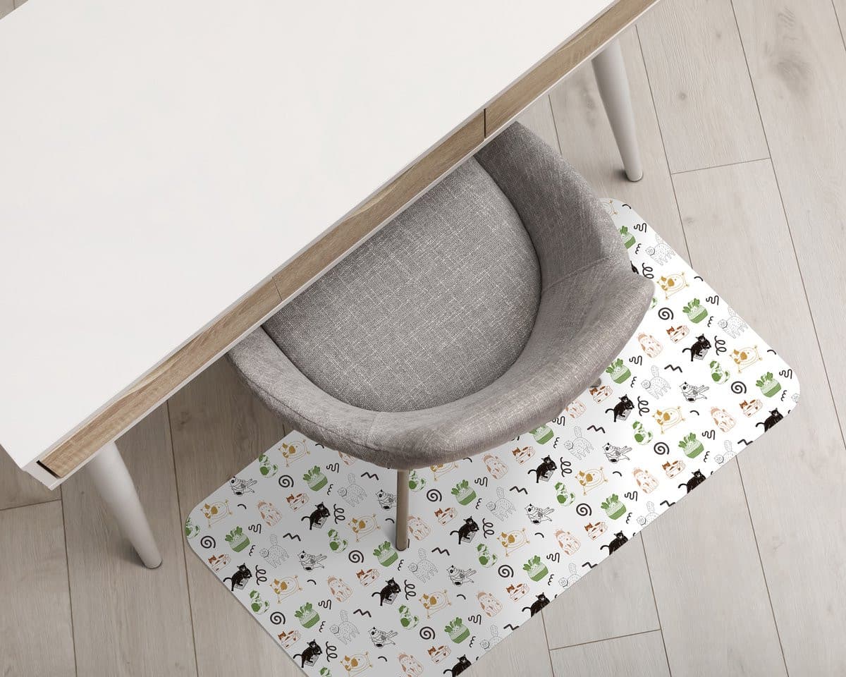 Coloray Vloerbeschermer Bureaustoelmat met Komische Katten - Veelkleurig - 120 x 90 cm