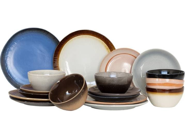 Studio Tavola Serviesset Earth Diverse Aardetinten 18-delig - Servies Set 6 Personen - Modern Design Aardewerk - Vaatwasser- & Magnetronbestendig