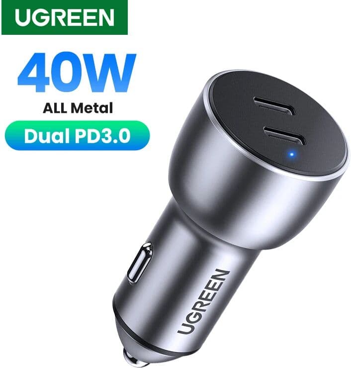 Ugreen 40W Quick Charge 4.0 3.0 QC USB Car Charger for Xiaomi QC4.0 QC3.0 Type C PD Car Charging for iPhone 14 13 12 PD Charger