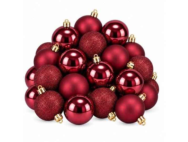 Mica Decorations Bal Onbreekbaar Donkerrood 27 Stuks - Kerstballenset Ø8 cm - Onbreekbare Kerstballen voor Kinderen en Huisdieren - Kunststof Kerstdecoratie - Donkerrood