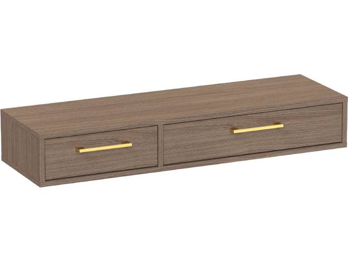 Konsole SCHILDMEYER Glenn, Art-Déco Design mit eleganten Goldakzenten, Made in Germany , nussbaum matt, B:103,7cm H:16,4cm T:32,05cm, Holzwerkstoff, Sideboards, Konsole, Modernes Nussbaum mit goldfarbenen Details, Made in Germany