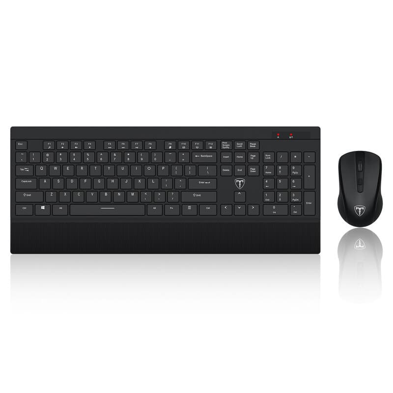 ET Stille draadloze toetsenbord en muis combo, US QWERTY-lay-out, Ergonomische 2,4 GHz kantoor set voor laptop, PC, Mac en Windows