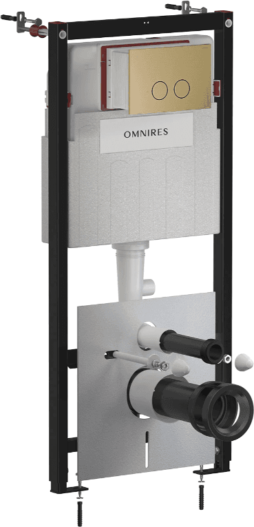 Omnires Eco Flush Set Strongframe stelaż podtynkowy do WC z eco spłukiwaniem + STEEL-R45 przycisk spłukujący brąz antyczny szczotkowany ze stali nierdzewnej STFWCECO1R45-RBR