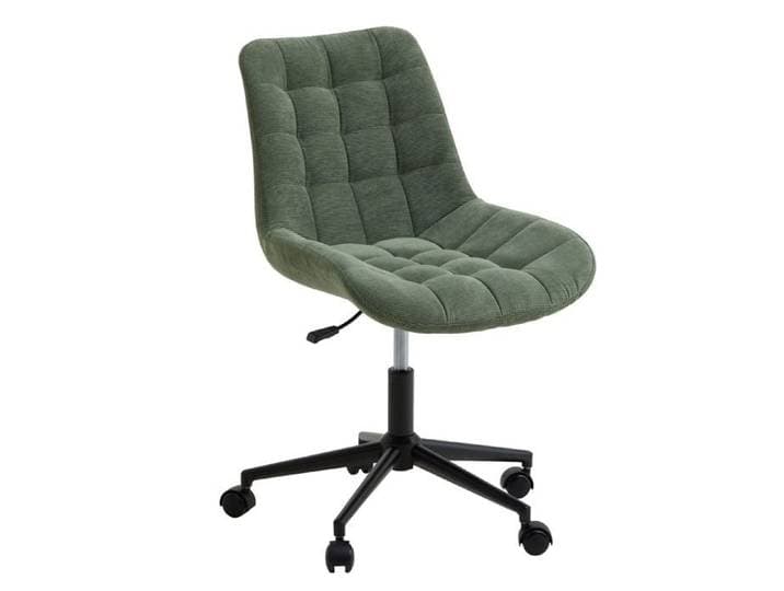 Chaise de bureau VASILO Fauteuil en Velours Côtelé Vert avec Piétement en Métal Laqué Noir Assise Réglabe en Hauteur