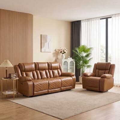 EBELLO Power Recliner Sofa Set with USB Ports LED Ambient Lights Cup Holders and Hidden Storage Living Room & Home Theater Seating