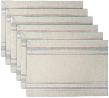 DII Design Imports Teal French Stripe Kitchen Placemat Set (Set of 6)