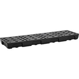 Auffangwanne für Kleingebinde CEMO 13/4, Volumen 28 l, für Regalfachmass 1300 x 400 mm, mit Gitterrost, mit Zulassung, stapelbar, Polyethylen, schwarz