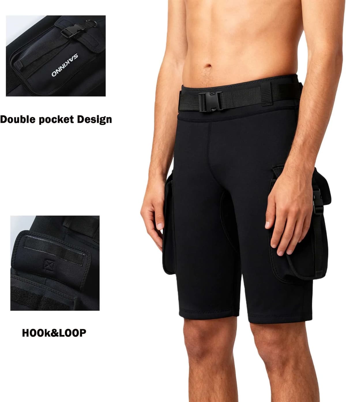 NONE 3mm Neoprene Diving Shorts With Pocket Men Wetsuit Shorts Man Surfing Pants for Water Sports Swimming Snorkeling Boating Scubadr