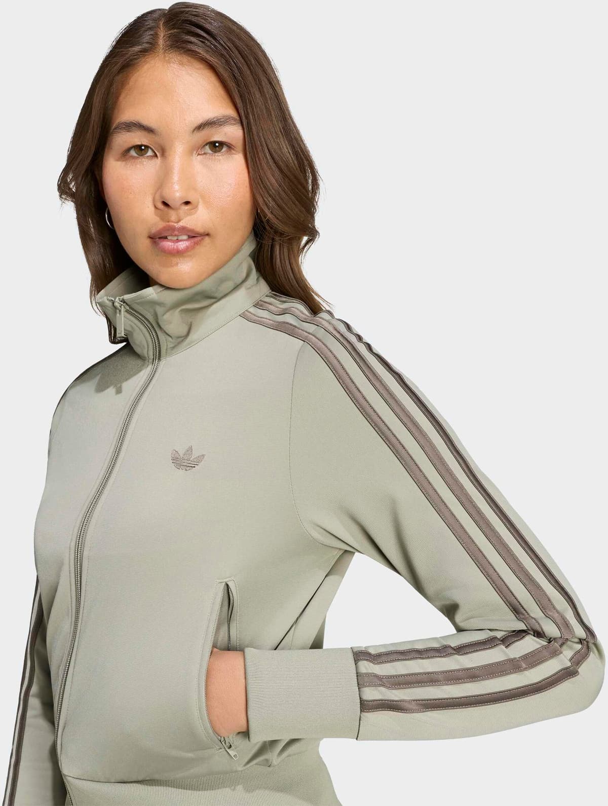 Outdoorjacke ADIDAS ORIGINALS "FIREBIRD CLASSIC TRACK", Damen, Gr. L, grün (silber pebble, branch), Obermaterial: 100% Polyester, Jacken Outdoorjacke