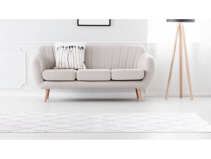 Teppich CALO-DELUXE Jardan-2000 Gr. 4, beige (creme, weiß), B:160cm H:20mm L:230cm, Kunstfaser, Teppiche, Teppich, besonders weich durch Microfaser, Rauten-Design