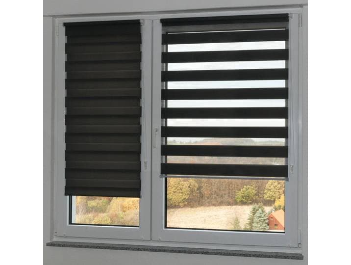 Doppelrollo KUTTI Sola Gr. 1, grau, B:45cm H:160cm, Polyester, Rollos, Doppelrollo, DUO-Rollo, Fixmass, mit Klemmträger, blickdicht, Sichtschutz