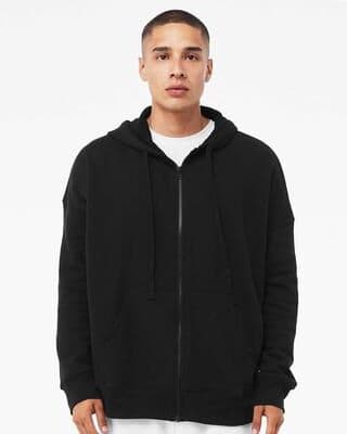 Bella + Canvas 3759 Sponge Fleece DTM Full-Zip Hoodie Sweatshirt in Black size 2XL   Cotton/Polyester Blend