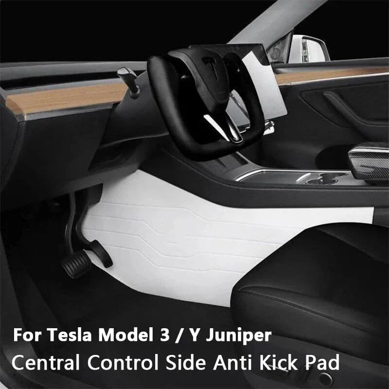NONE For Tesla Model 3 / Model Y Juniper Car Central Control Side Anti Kick Pad Leather Console Side Anti-dirty Pad Car Accessories