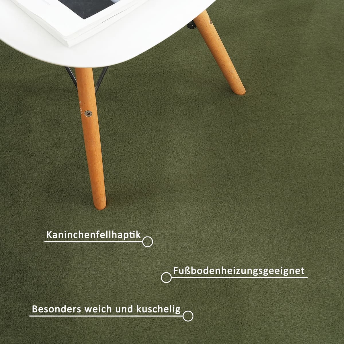 Fellteppich GOODPRODUCT "Balu, in Standard- und Premium-Qualität, 20 mm oder 38 mm Höhe" Gr. 32, grün (dunkelgrün), B:40cm H:20mm L:60cm, Polyester, Teppiche, Fellteppich, Kaninchenfell-Haptik, kuschelig, weich, Kunstfellteppich, Wohnzimmer dunkelgrün B :