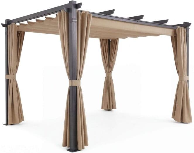 MebleMWM Aluminiowa Pergola Ogrodowa   3x4m   Zadaszenie Tarasu   Beżowy Outlet