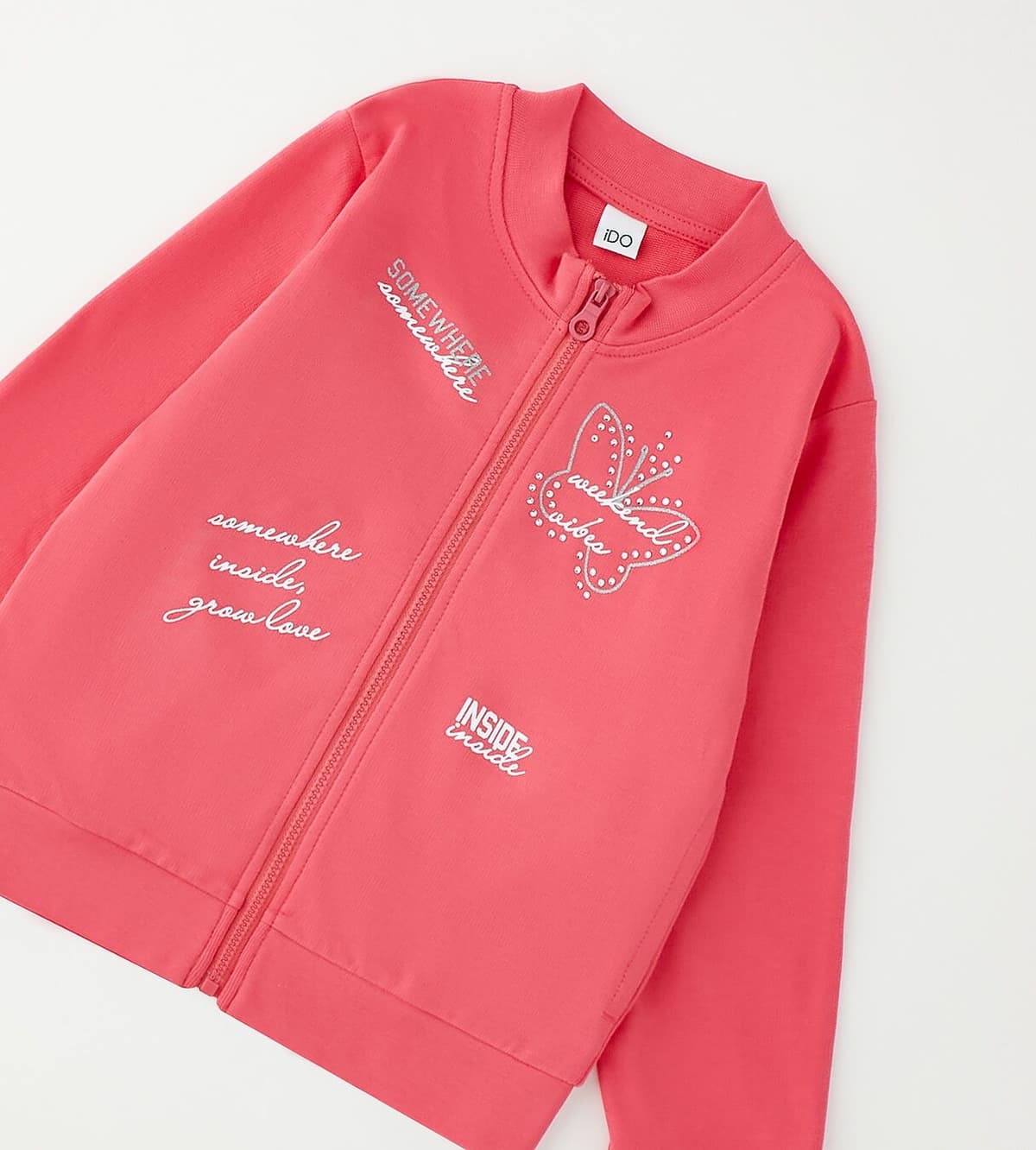 Sweatshirt IDO "BABY GIRL SWEATER", Mädchen, Gr. 98, pink (coral), 100% Baumwolle, Sweatshirts Sweatshirt
