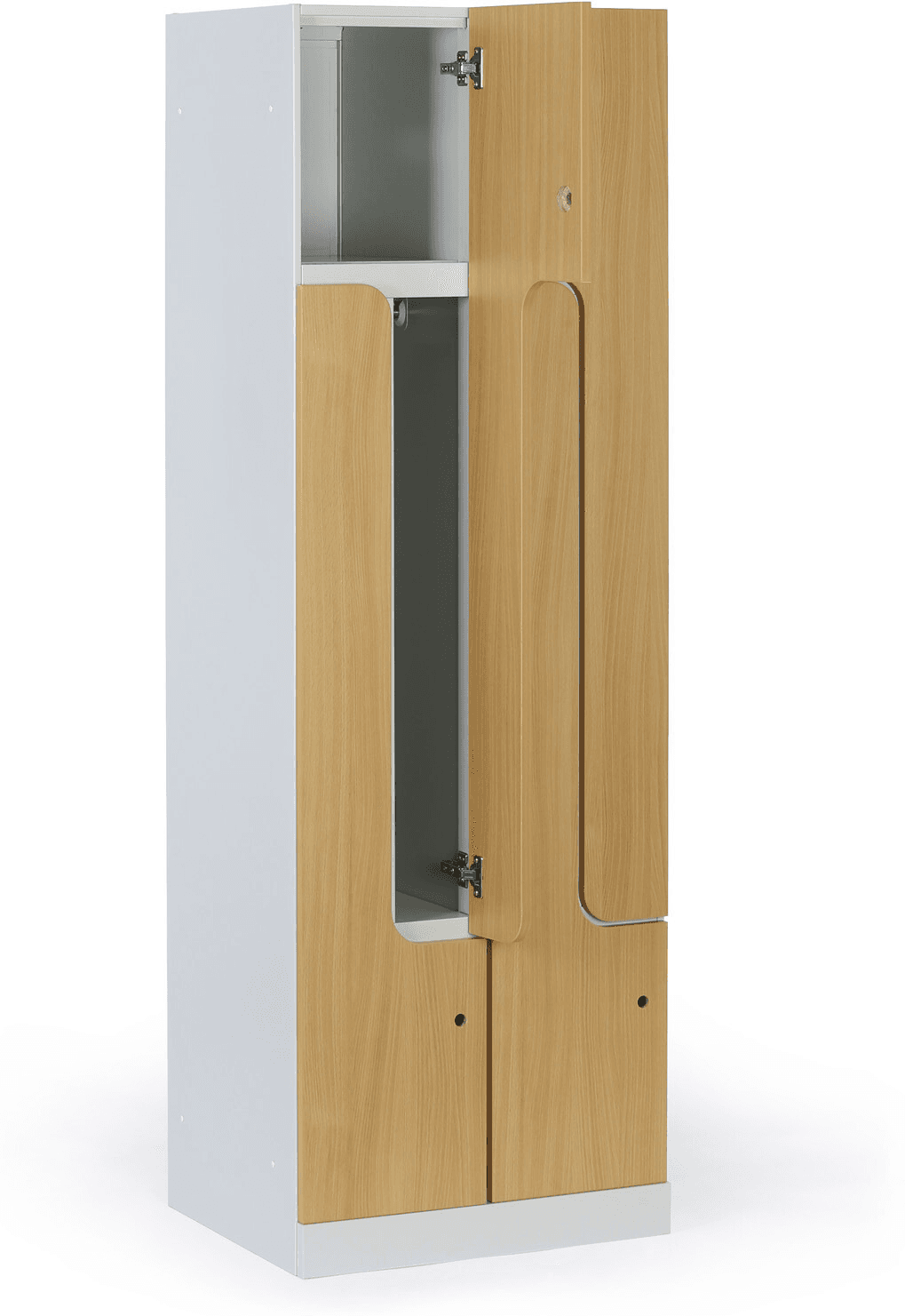 B2B Partner Metalowa szafka ubraniowa S1 Z, 4-drzwiowa, 1850 x 600 x 500 mm, demontaż, zamek cylindryczny, drzwi laminowane, brzoza