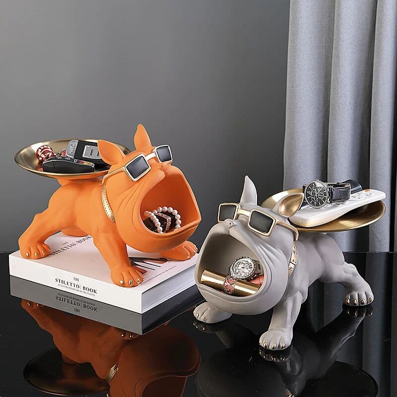NONE Home Decoration Handsome Bulldog Statue Dog Statue Tray Series Multi Functional Storage Home Decoration Gift for Friends
