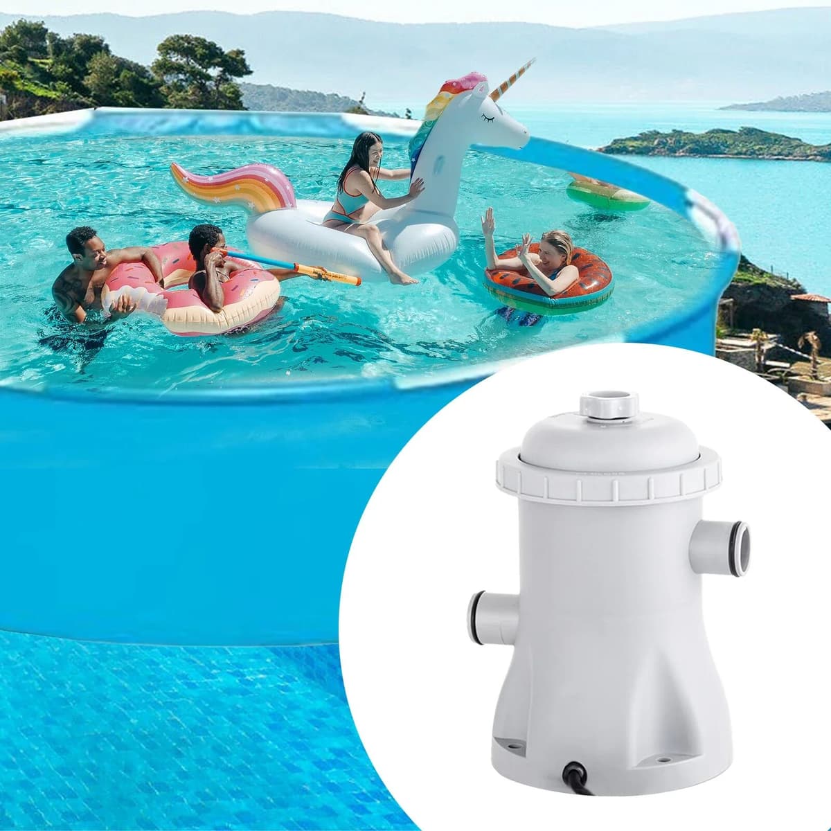 NONE Pool Filter Pump 330 GPH Paddling Pool Electric Water Pump With 2 Pool Filter Cartridge Pool Pumps
