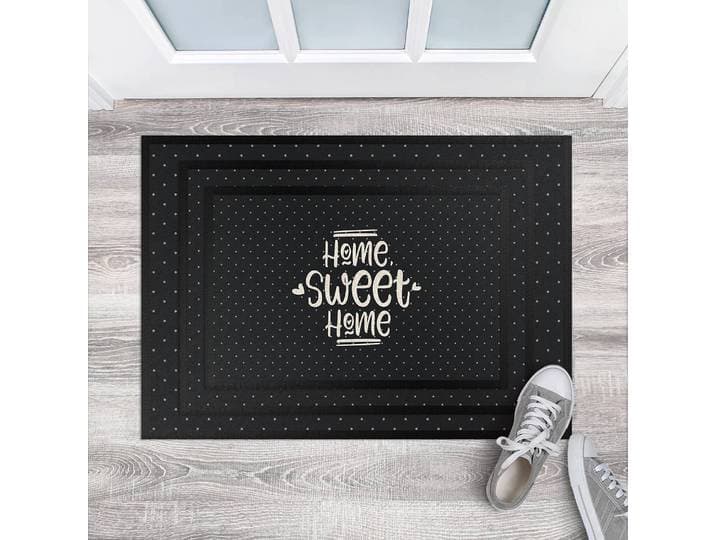 Fußmatte Home Sweet Home Polkadots 60 x 40cm Grau/Dunkelgrau
