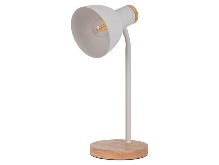 Lampes de table - Lampe de bureau \ MARIE\ \, hauteur : 36\,5 cm\, couleur blanche. Lampe de table de style scandinave\, en métal et matériaux naturels\, hauteur : 36\,5 cm\, diamètre : 14 cm\, culot E14\, interrupteur à cordon