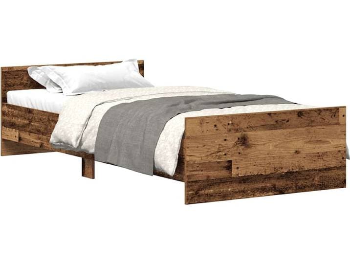 vidaXL - Bedframe - zonder - matras - 75x190 - cm - spaanplaat - oud - hout