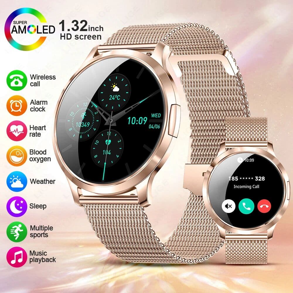 LIGE 2025  Smart Watch For Women AMOLED HD Screen Watches IP68 Waterproof Heart Rate Monitor Ladies Utra-thin Smartwatch