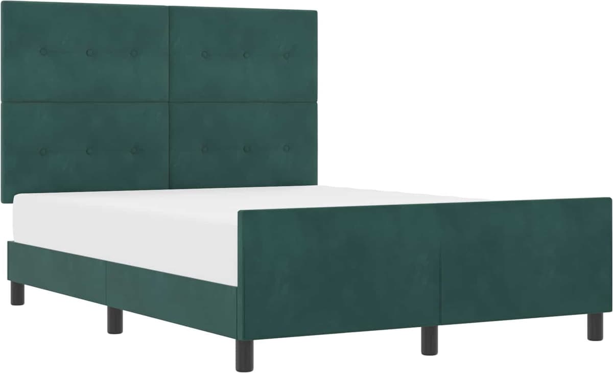 vidaXL Lit à ressorts avec tête de lit Vert foncé 140 x 200 cm Velours