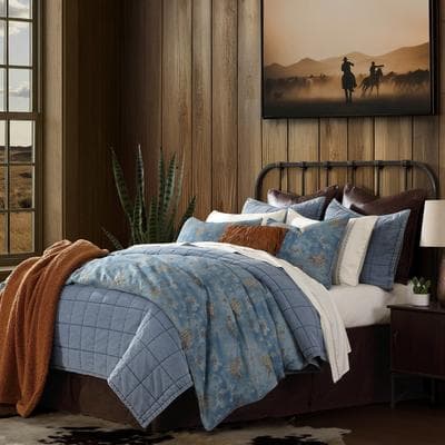 Paseo Road by HiEnd Accents Tasha Polizzi for Paseo Road Lee Western Washed Denim 3 Piece Duvet Cover Set