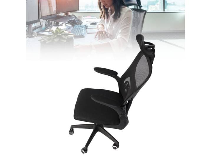 Chaise de bureau en maille à dossier haut avec appui-tête 3D et soutien lombaire, capacité de 330 lb 90 ° Accoudoirs rotatifs, pour bureau de jeu et de travail