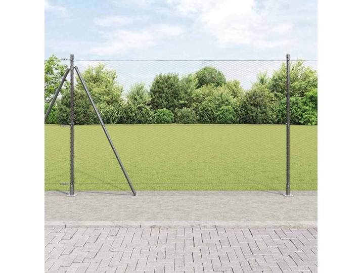 vidaXL Sechseckzaun mit Betonsockel 100 x 1,5 m Grau Netz