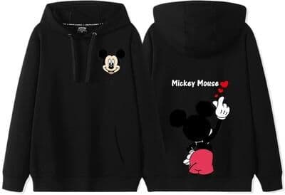 Inspired Living Donald & Daisy Cozy Couple Hoodie Disney Cartoon Fleece Sweatshirt For Women black xl