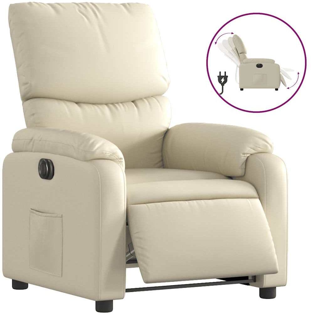 vidaXL Fauteuil inclinable électrique Crème Similicuir