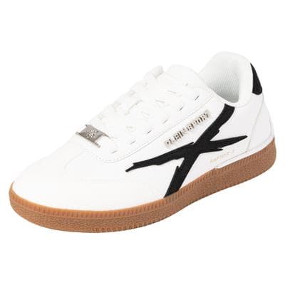 Sneaker PLEIN SPORT "Low-Top Sneakers RAPTOR-X", Herren, Gr. 43, Polyester, schwarz-weiß (weiß, schwarz), Polyurethane, Schuhe Sneaker