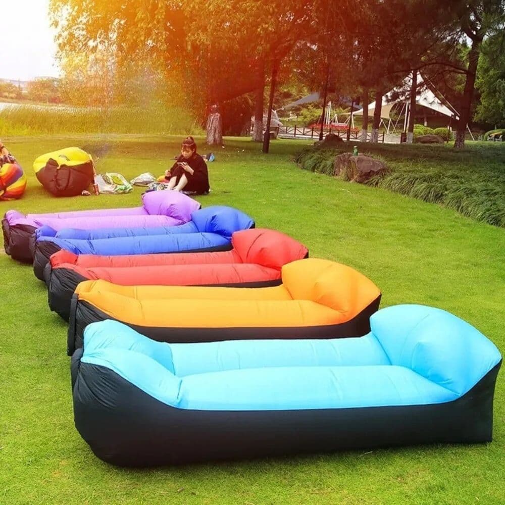 NONE Portable Inflatable Sofa Outdoor Air Sun Lounger Blow Up Chair Bag Banana Camping Inflatable Air Bed Beanbag Chair
