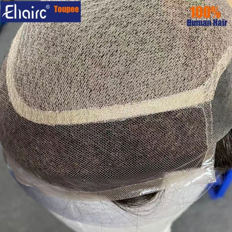 EHairc Men's Hair System Swiss Lace Silk Base,Natural Hairline Male Hair Prosthesis,Toupee Man Wigs For Men Wig ,Authentic Scalp Look