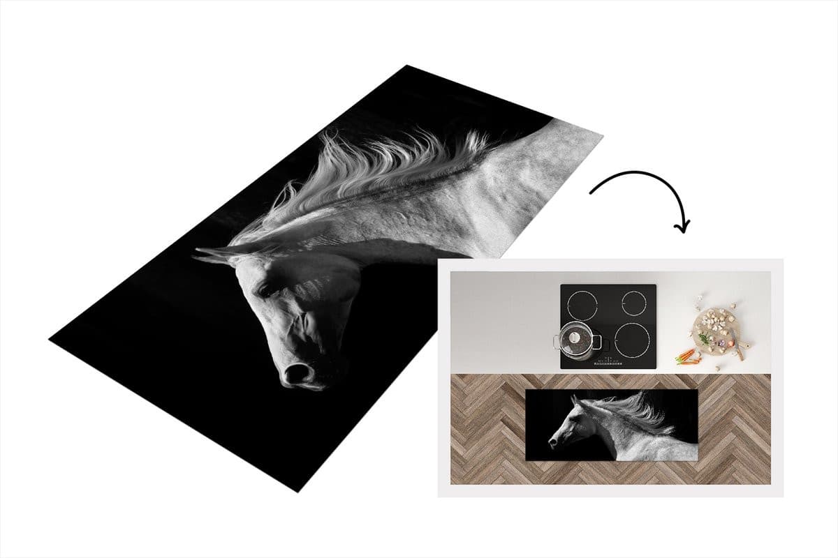KitchenYeah Keukenloper met Paarden Portret - Vinyl - 120 x 50 cm