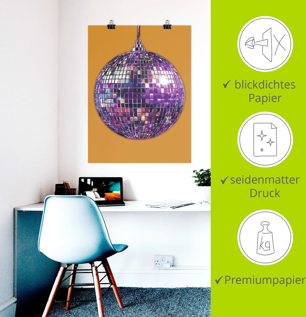Artland "Discokugel" 1 Stk. tlg. als Alubild, Leinwandbild, Poster, Wandaufkleber in verschied. Grössen farbe bild(er): farbig B/H/T: 45cm x 60cm, Poster Hochformat, 1 Stk.