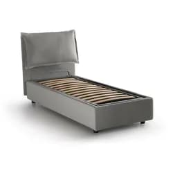 Dmora Einzelbett Carla, Containerbett mit Stoffbespannung, 100% Made in Italy, Frontöffnung, passend für Matratze Cm 90x200, Grau