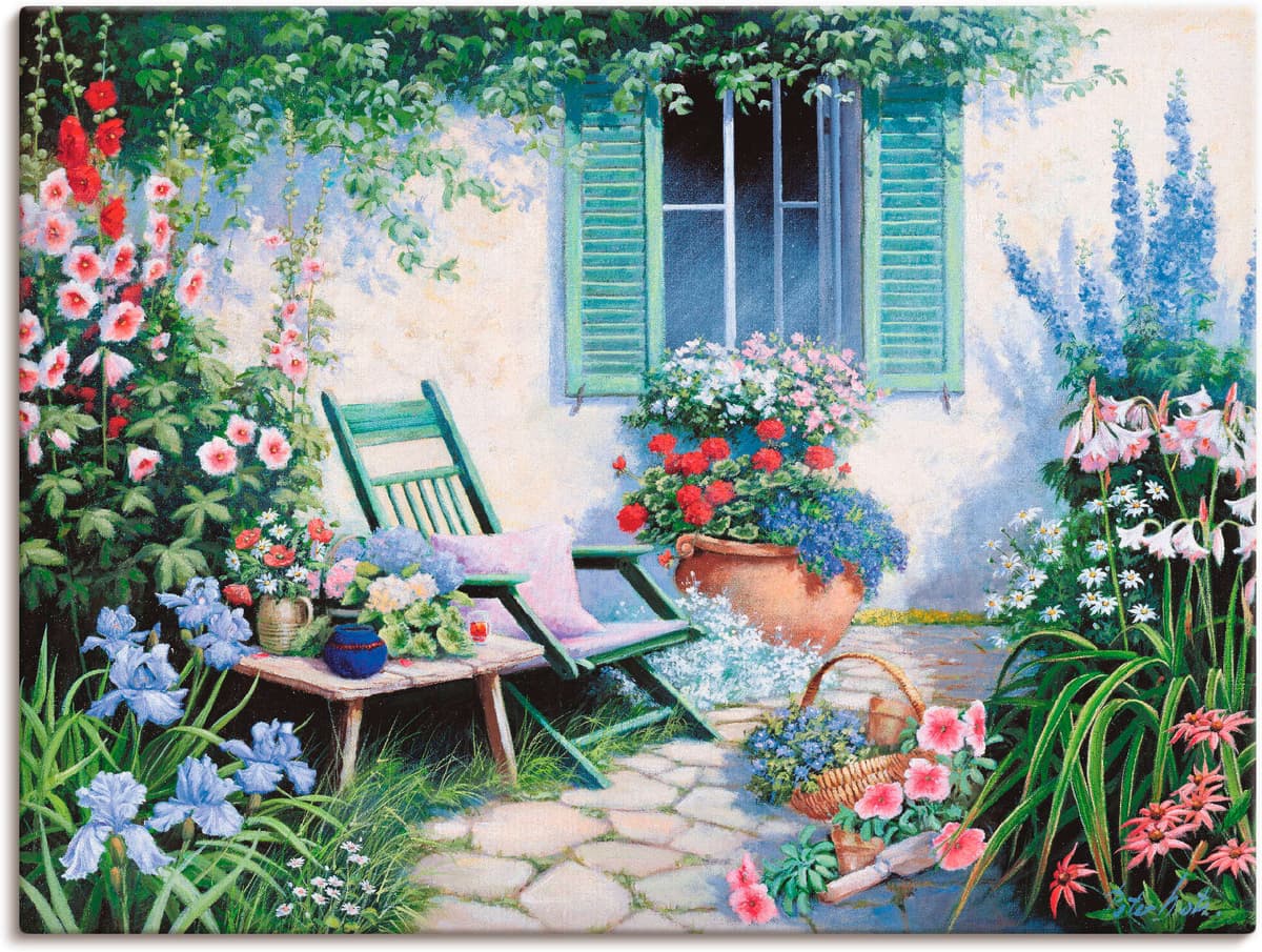 Wandbild ARTLAND "Ein schöner Platz", bunt (farbe bild(er): bunt), B:40cm H:30cm, Bilder, Wandbild, als Leinwandbild, Poster in verschied. Grössen farbe bild(er): bunt B/H/T: 40cm x 30cm, Leinwandbild Garten Querformat, 1 Stk.