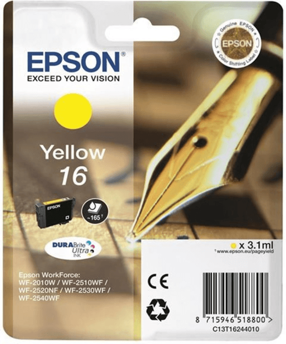 Epson T1624 Blækpatron – Høy Kapasitet, Kompatibel (Epst16244012, Gul, 1 Eske) Gul