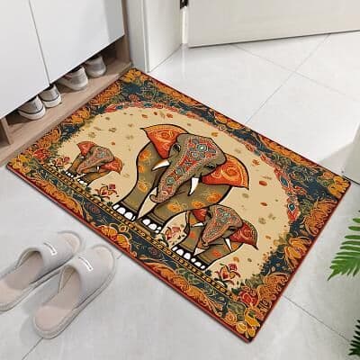 LightInthebox Ethnic Elephant Door Mat Floor mats Washable Rugs Kitchen Mat Non-Slip Oil Proof Area Rug Indoor Outdoor Mat Bedroom Decor Bathroom Mat Entrance Rug