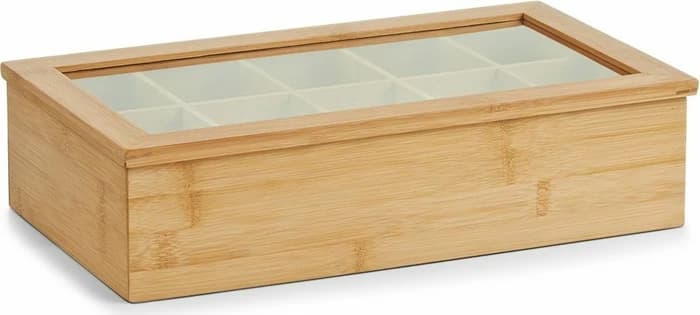 ZELLER Aufbewahrungsbox für Teebeutel aus Bambus 36 × 20 × 9 cm