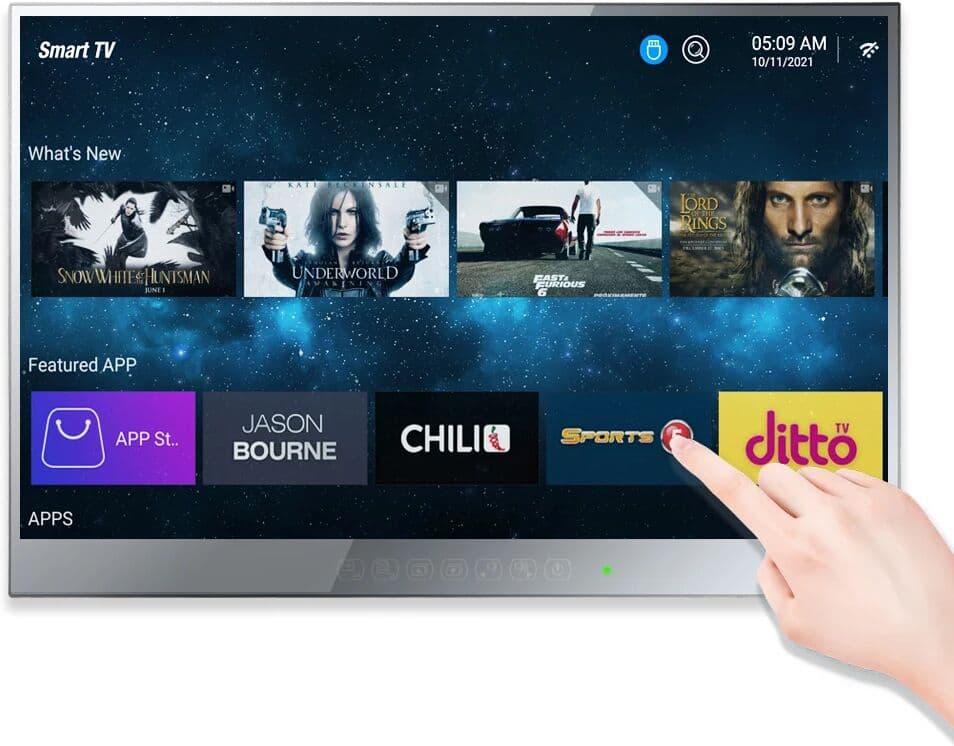 Souria 22 Inches Touchscreen Android Smart Mirror LED Television for Bathroom SPA FHD DTV Tuner DVB Kitchen